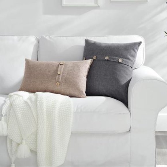 Decorative Throw Pillow Covers Cases Accent Cottage Farmhouse Decor Grey Gray - Picture 7 of 9